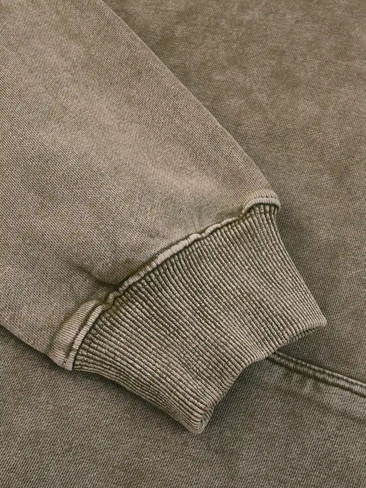 Vintage Washed Oversized Khaki Hoodie