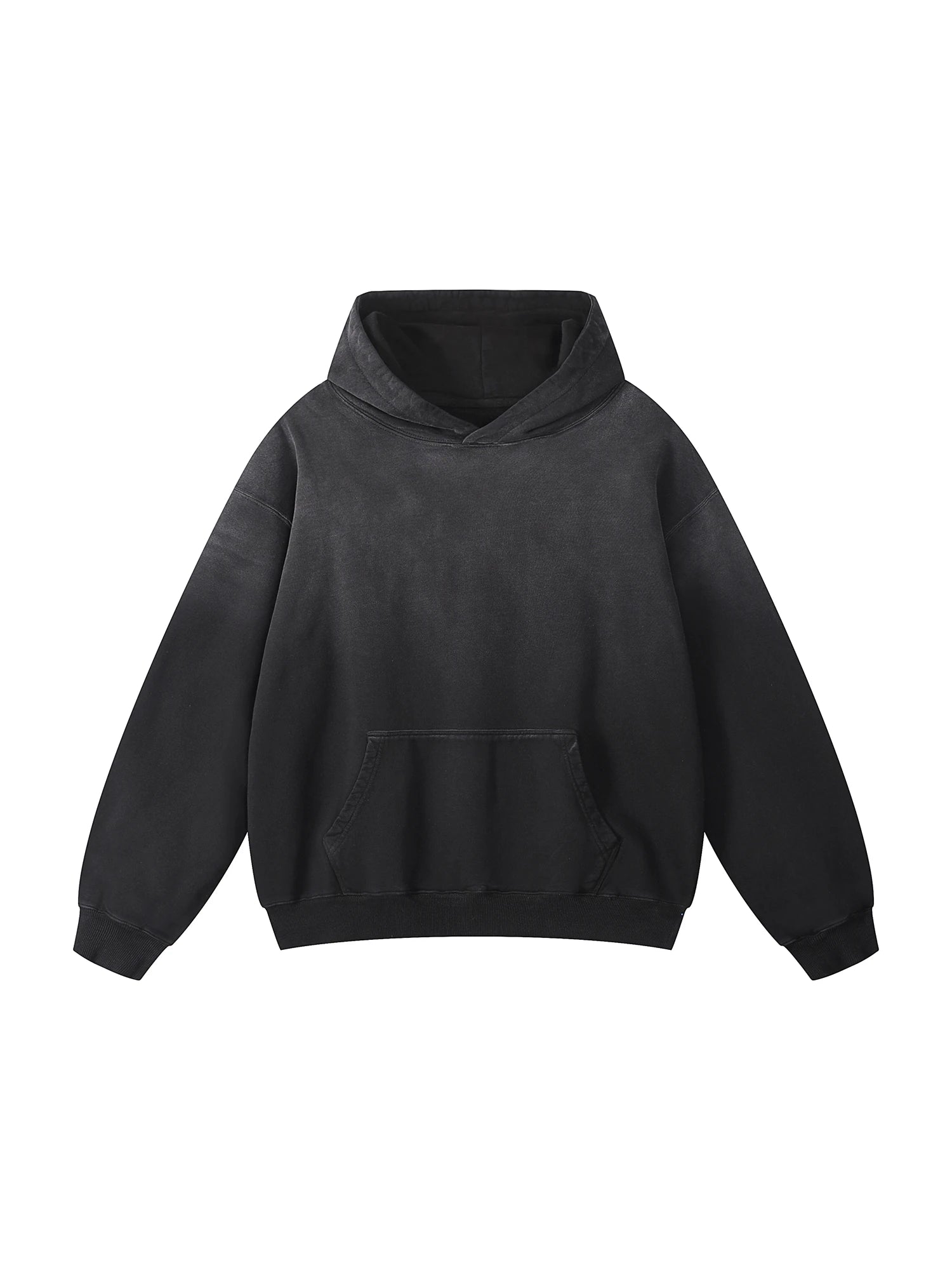 Snow Wash Oversized Black Hoodie
