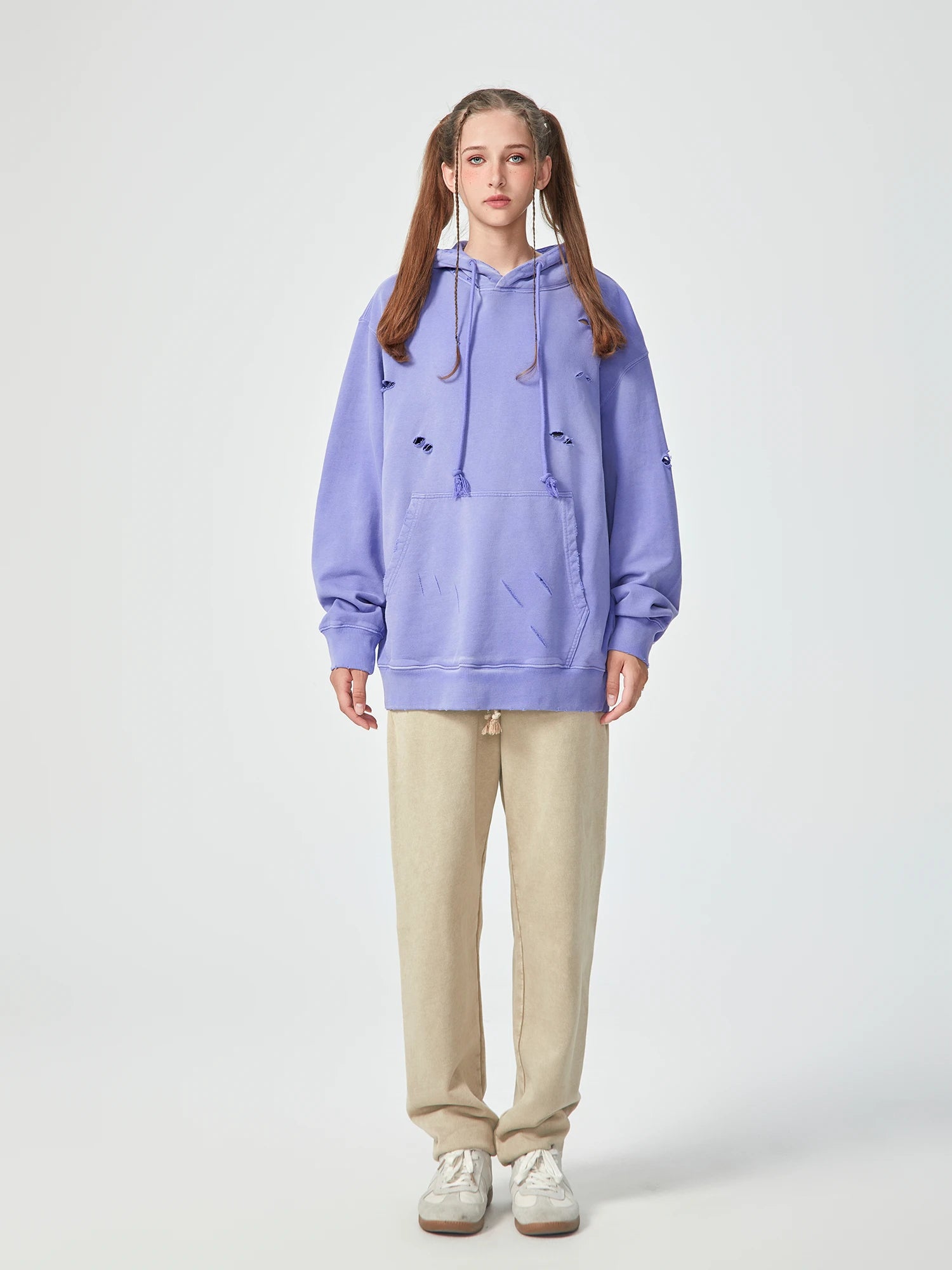 Vintage Distressed Oversized Purple Hoodie