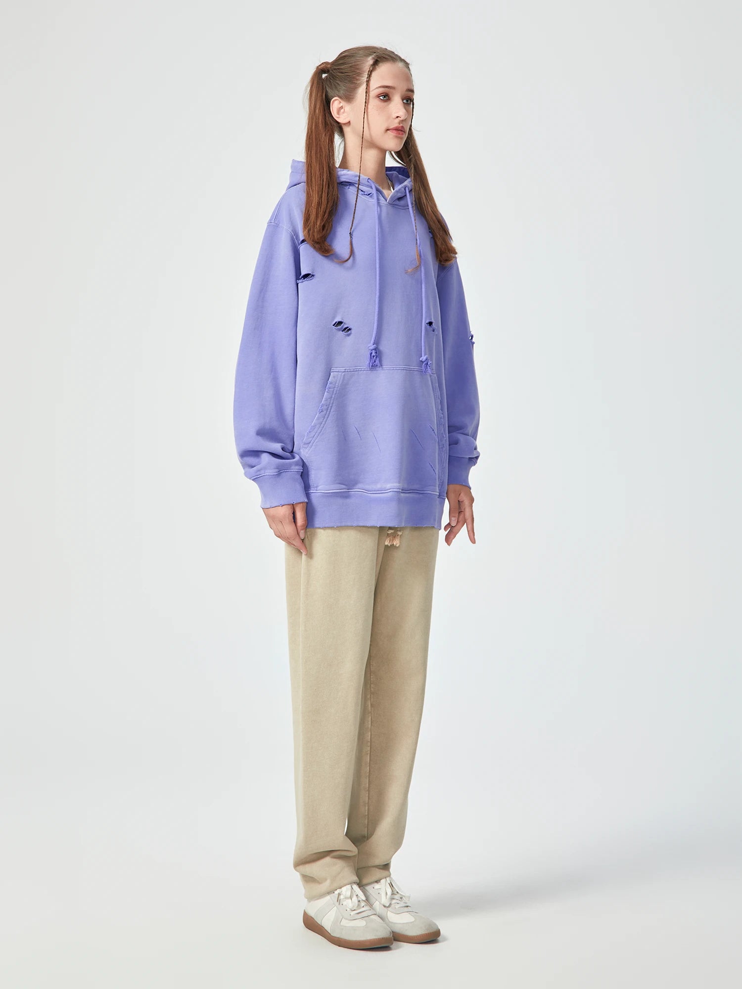 Vintage Distressed Oversized Purple Hoodie