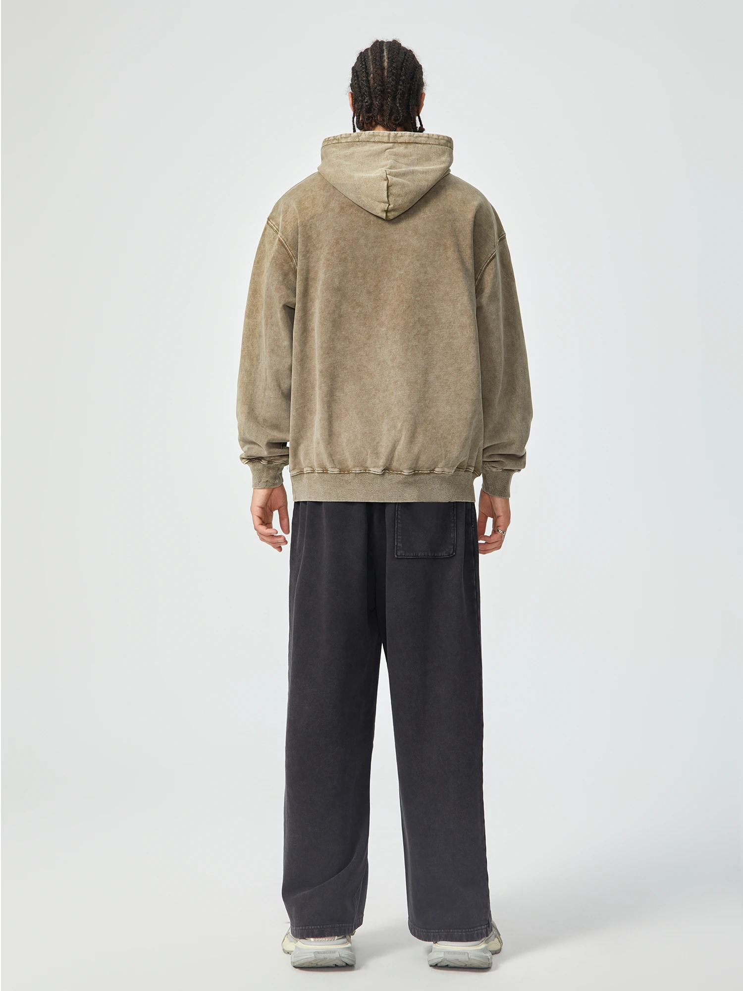 Vintage Washed Oversized Khaki Hoodie