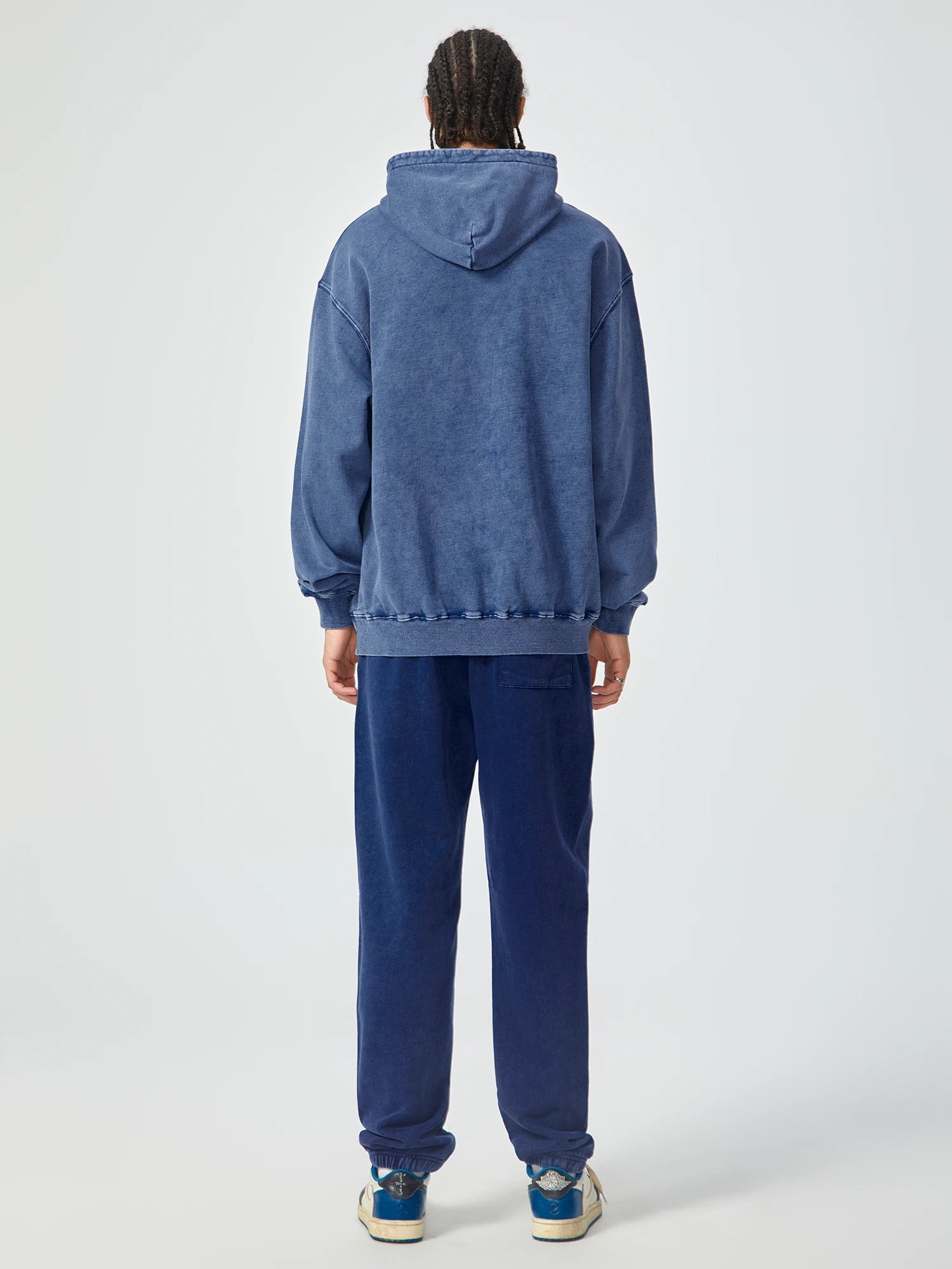 Vintage Washed Oversized Deep Blue Hoodie