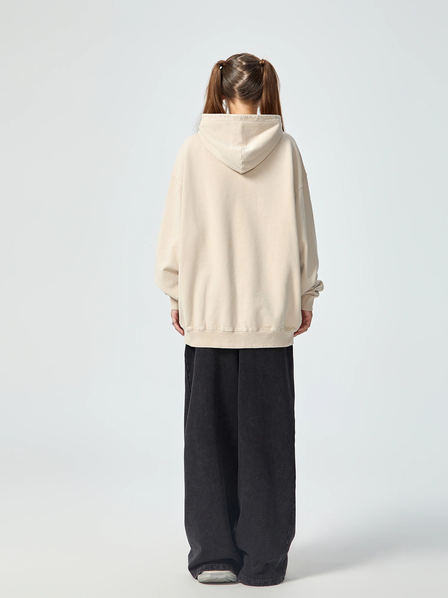 Vintage Washed Oversized Beige Hoodie