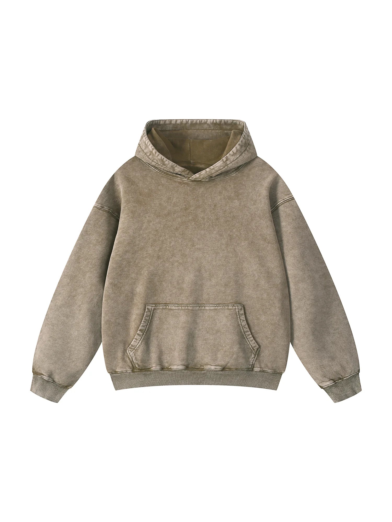 Vintage Washed Oversized Khaki Hoodie