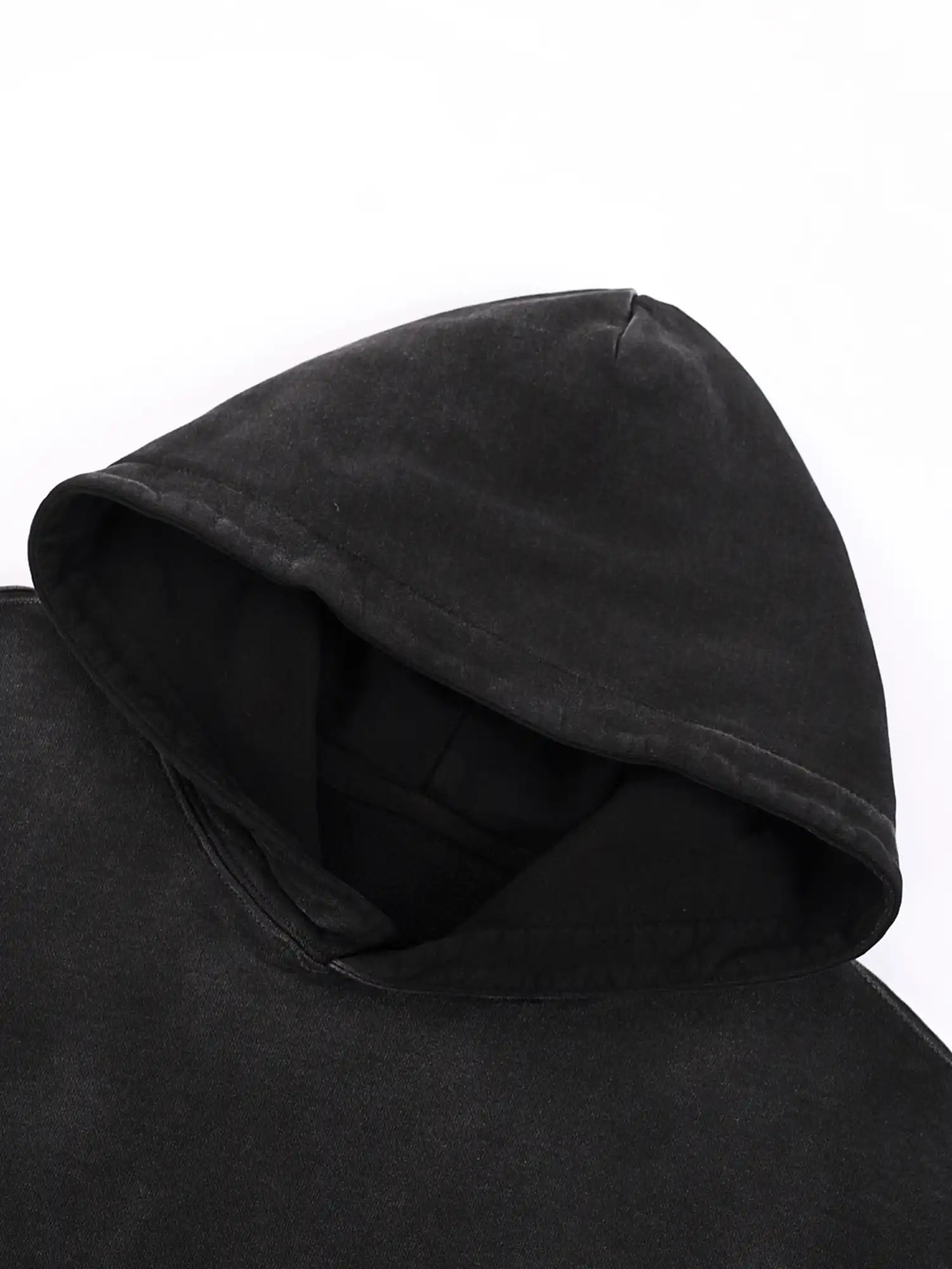Snow Wash Oversized Black Hoodie