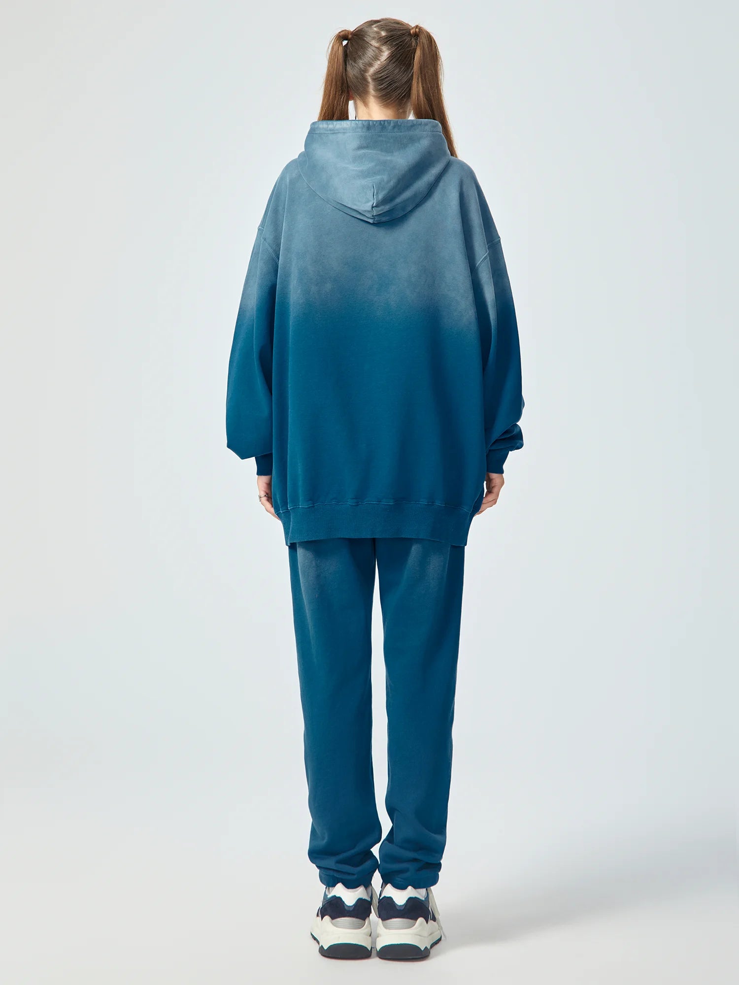 Snow Wash Oversized Blue Hoodie