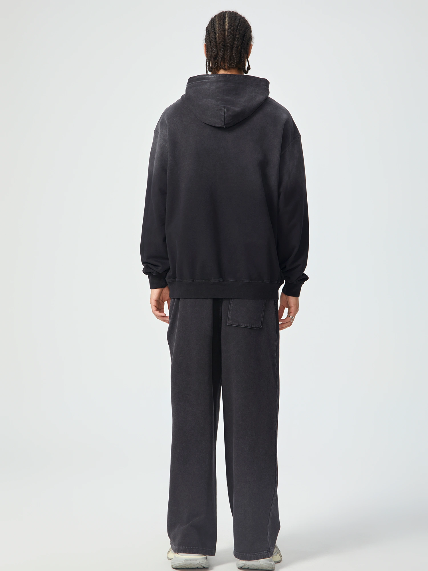 Snow Wash Oversized Black Hoodie