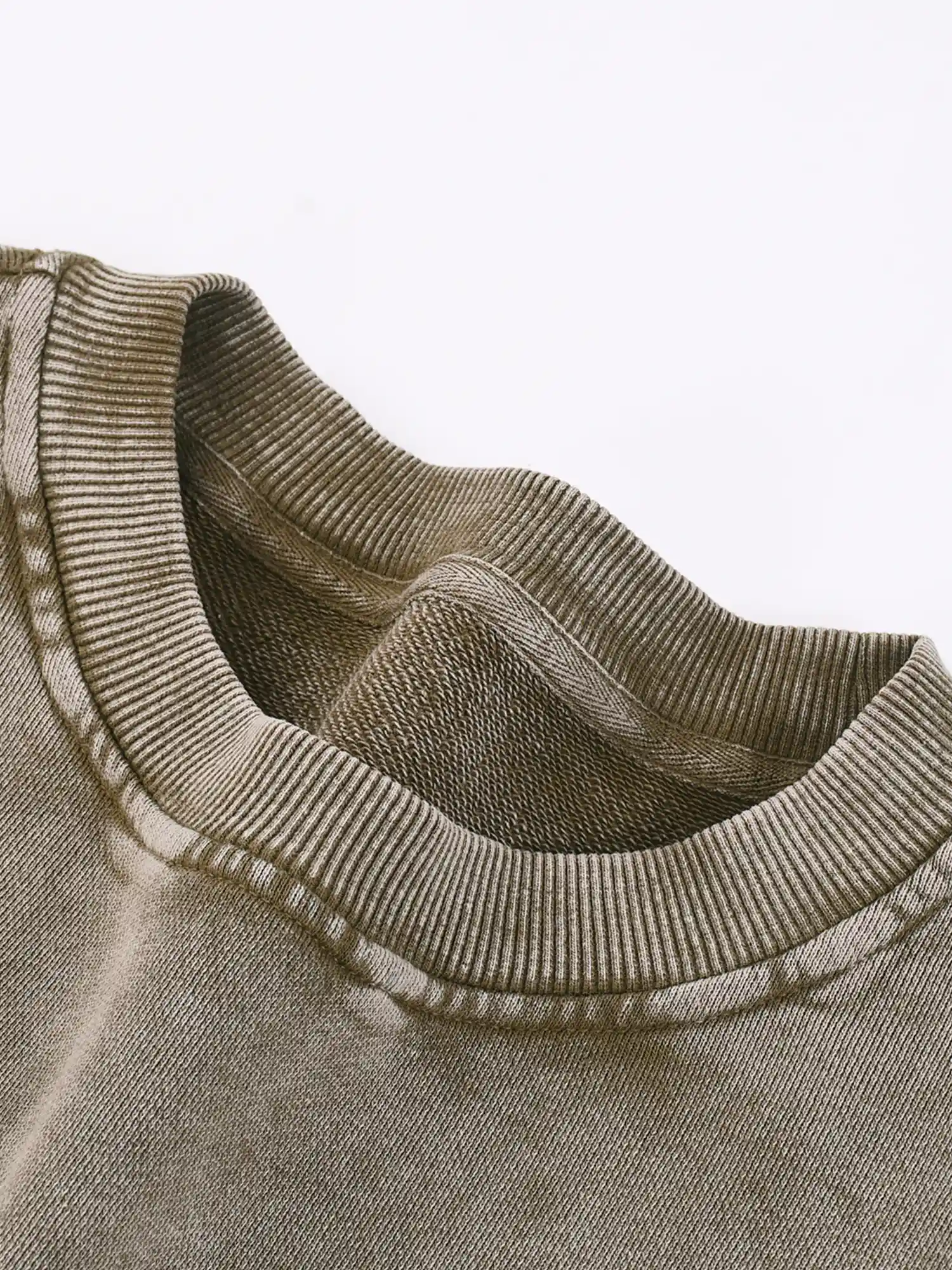 Vintage Distressed Oversized Khaki Crewneck Sweatshirt