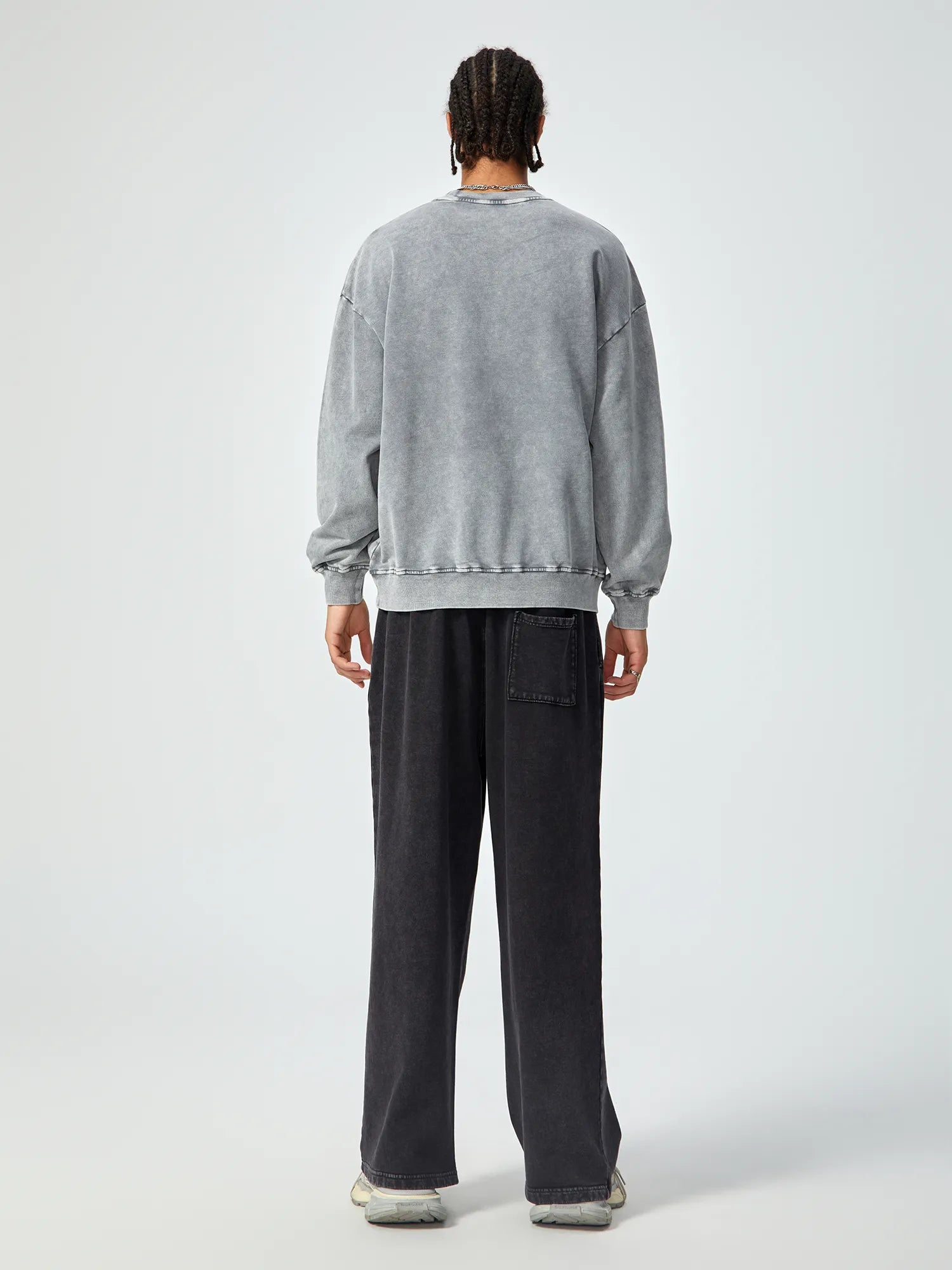 Vintage Distressed Oversized Grey Crewneck Sweatshirt