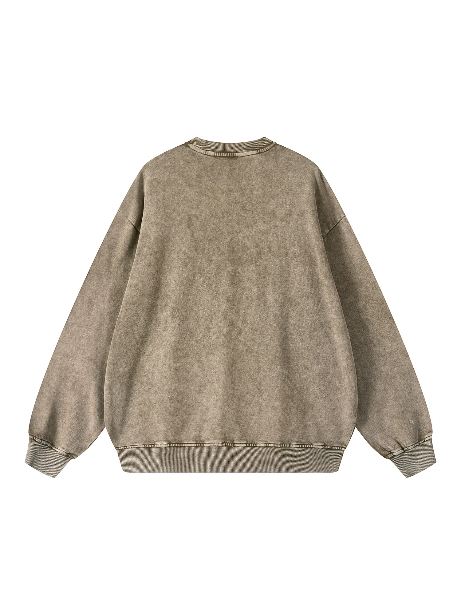 Vintage Distressed Oversized Khaki Crewneck Sweatshirt