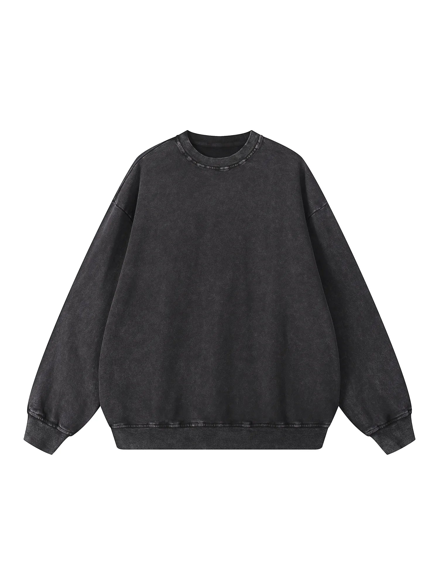 Vintage Distressed Oversized Black Crewneck Sweatshirt