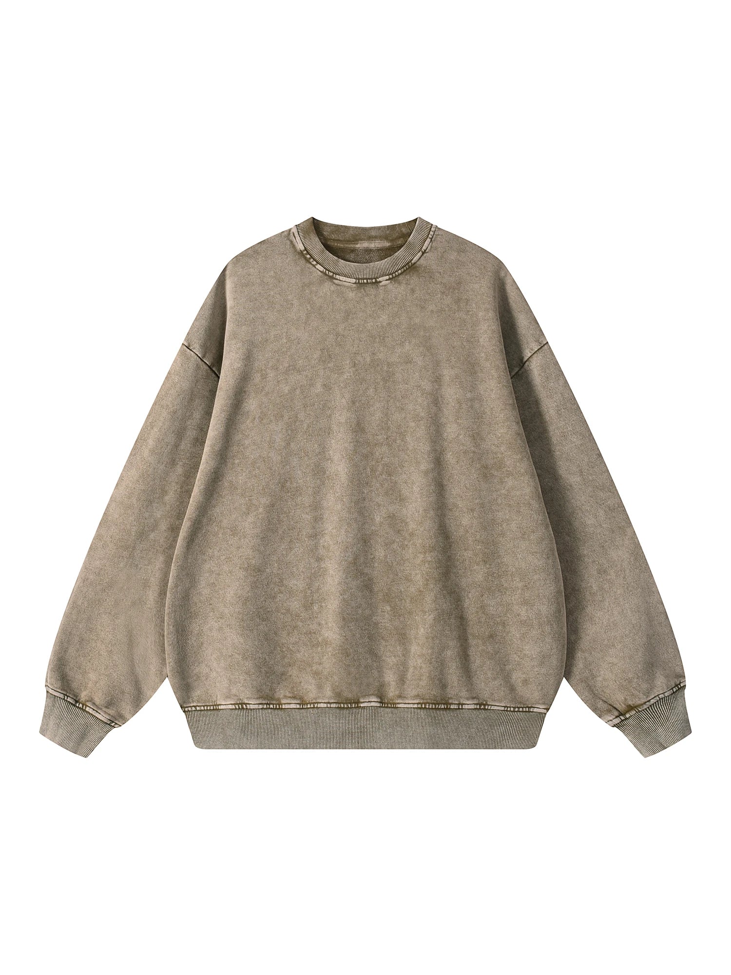 Vintage Distressed Oversized Khaki Crewneck Sweatshirt