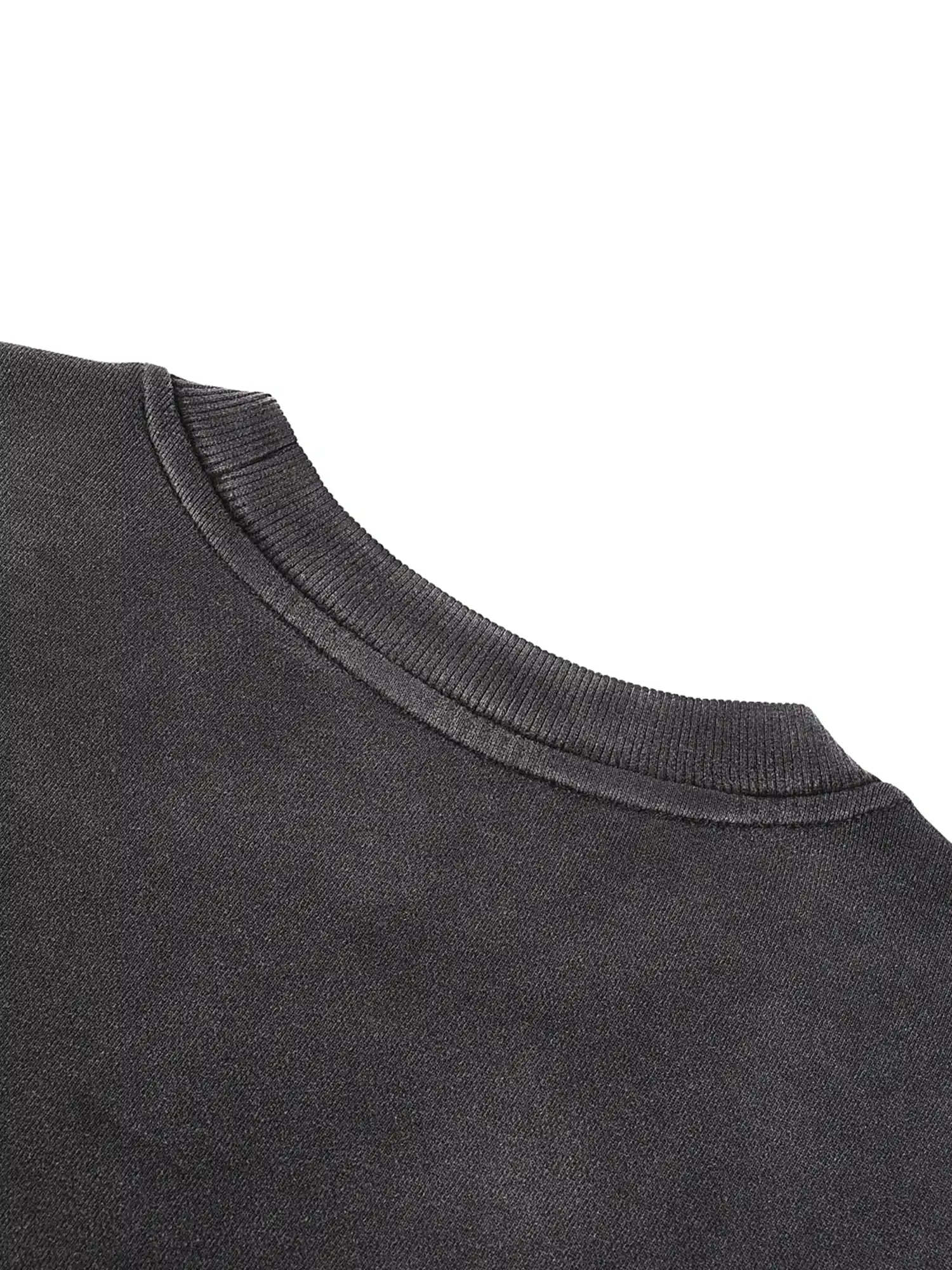 Snow Wash Oversized Black Crewneck Sweatshirt