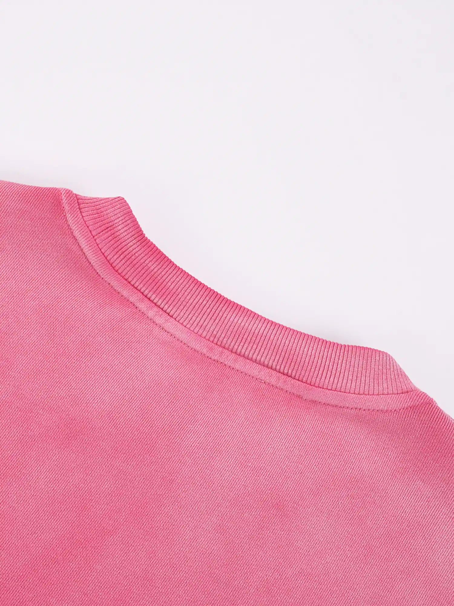 Snow Wash Oversized Pink Crewneck Sweatshirt