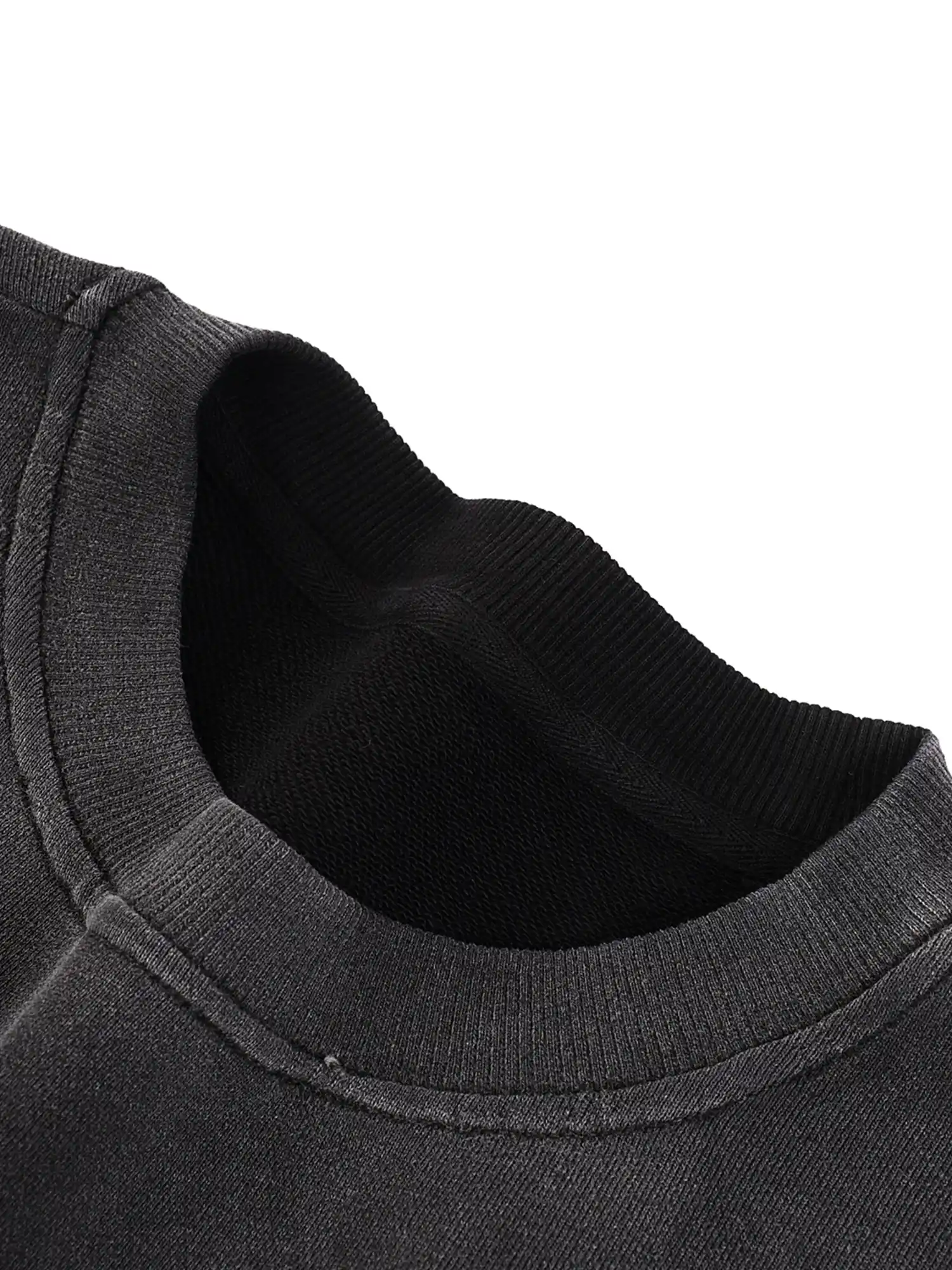 Snow Wash Oversized Black Crewneck Sweatshirt