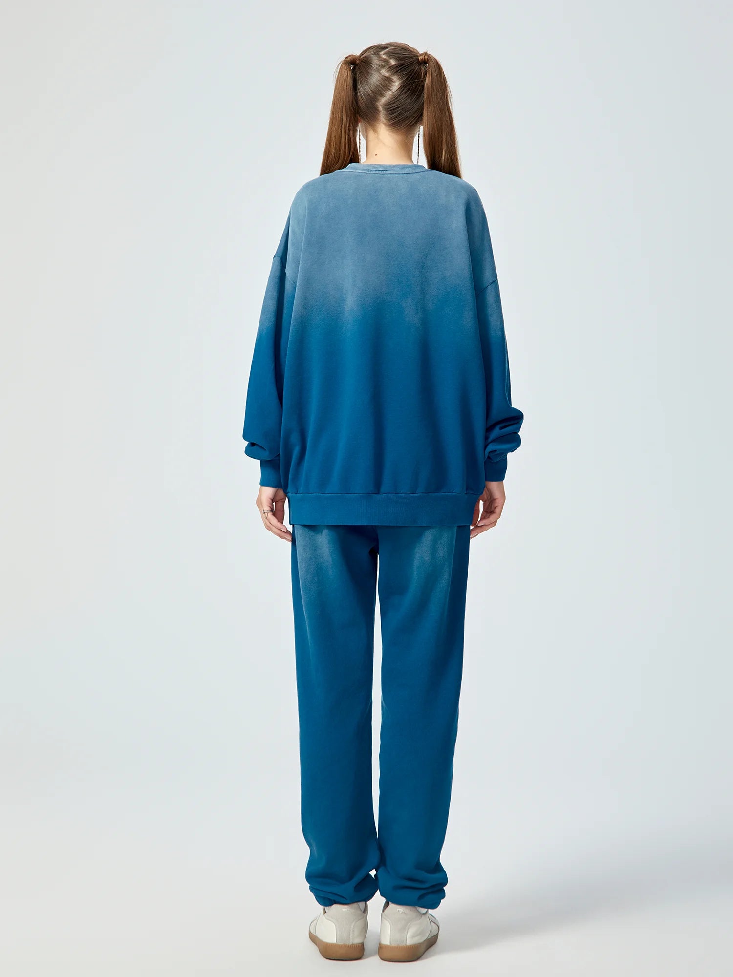 Snow Wash Oversized Blue Crewneck Sweatshirt