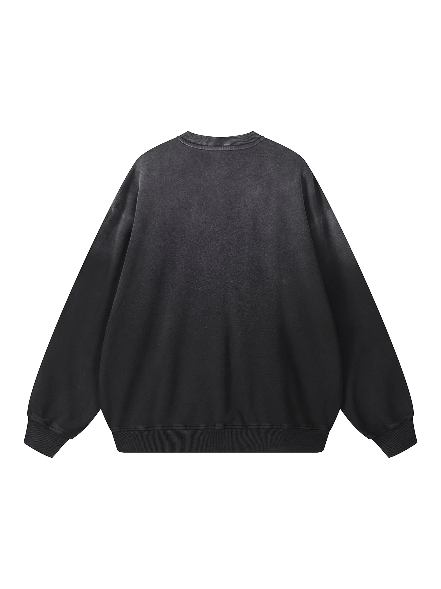 Snow Wash Oversized Black Crewneck Sweatshirt