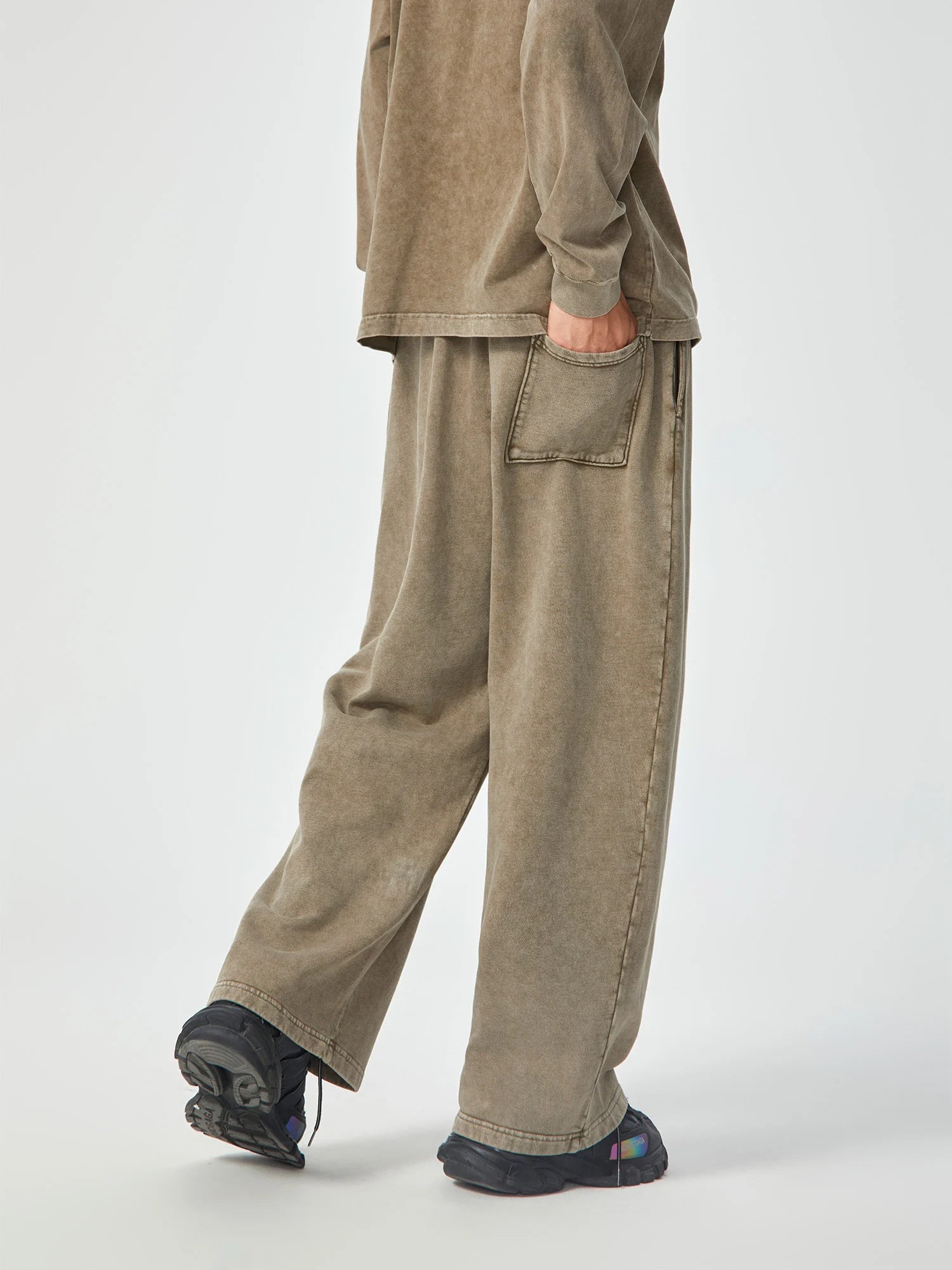 Vintage Distressed Oversized Khaki Pants